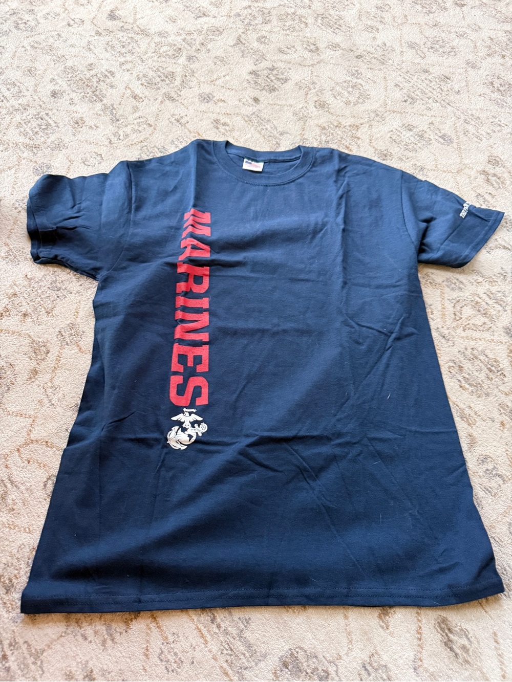 Navy Marines Graphic Tee with Red Print